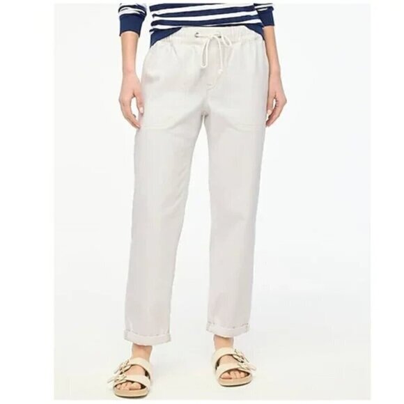 J. Crew Drawstring Pull On Straight Leg Jeans White Size 28 NWT - Picture 1 of 8